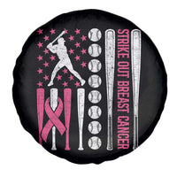 Baseball Breast Cancer Spare Tire Cover Pink Ribbon Strike Out Breast Cancer American Flag - Wonder Print Shop