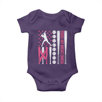 Baseball Breast Cancer Baby Onesie Pink Ribbon Strike Out Breast Cancer American Flag - Wonder Print Shop
