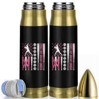 Baseball Breast Cancer Bullet Tumbler Pink Ribbon Strike Out Breast Cancer American Flag - Wonder Print Shop