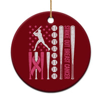 Baseball Breast Cancer Ceramic Ornament Pink Ribbon Strike Out Breast Cancer American Flag - Wonder Print Shop