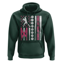 Baseball Breast Cancer Hoodie Pink Ribbon Strike Out Breast Cancer American Flag - Wonder Print Shop