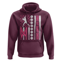 Baseball Breast Cancer Hoodie Pink Ribbon Strike Out Breast Cancer American Flag - Wonder Print Shop
