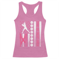 Baseball Breast Cancer Racerback Tank Top Pink Ribbon Strike Out Breast Cancer American Flag - Wonder Print Shop