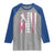 Baseball Breast Cancer Raglan Shirt Pink Ribbon Strike Out Breast Cancer American Flag - Wonder Print Shop