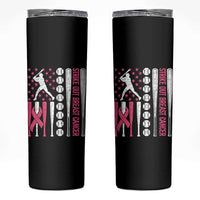 Baseball Breast Cancer Skinny Tumbler Pink Ribbon Strike Out Breast Cancer American Flag - Wonder Print Shop