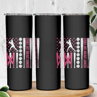 Baseball Breast Cancer Skinny Tumbler Pink Ribbon Strike Out Breast Cancer American Flag - Wonder Print Shop