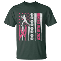 Baseball Breast Cancer T Shirt Pink Ribbon Strike Out Breast Cancer American Flag - Wonder Print Shop