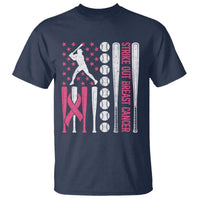 Baseball Breast Cancer T Shirt Pink Ribbon Strike Out Breast Cancer American Flag - Wonder Print Shop