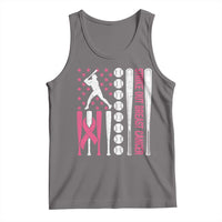 Baseball Breast Cancer Tank Top Pink Ribbon Strike Out Breast Cancer American Flag - Wonder Print Shop