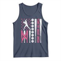 Baseball Breast Cancer Tank Top Pink Ribbon Strike Out Breast Cancer American Flag - Wonder Print Shop