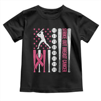Baseball Breast Cancer Toddler T Shirt Pink Ribbon Strike Out Breast Cancer American Flag - Wonder Print Shop