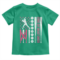 Baseball Breast Cancer Toddler T Shirt Pink Ribbon Strike Out Breast Cancer American Flag - Wonder Print Shop
