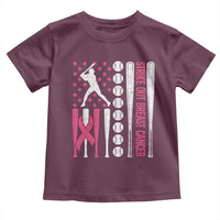 Baseball Breast Cancer Toddler T Shirt Pink Ribbon Strike Out Breast Cancer American Flag - Wonder Print Shop
