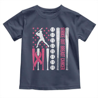 Baseball Breast Cancer Toddler T Shirt Pink Ribbon Strike Out Breast Cancer American Flag - Wonder Print Shop