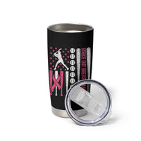 Baseball Breast Cancer Tumbler Cup Pink Ribbon Strike Out Breast Cancer American Flag - Wonder Print Shop