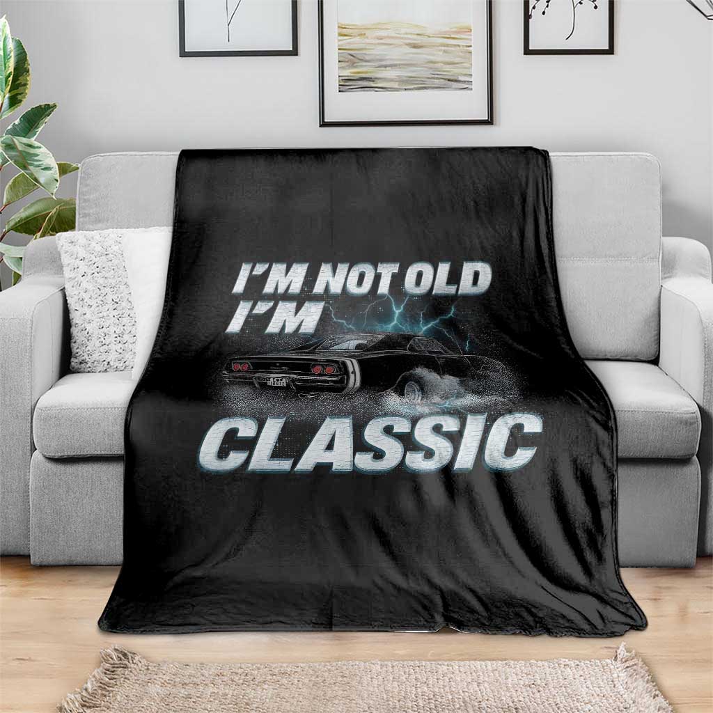 Vintage I'm Not Old I'm Classic Throw Blanket Funny Car Graphic Racing Drift Car