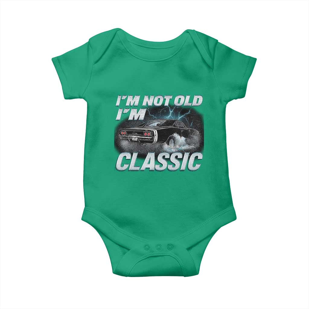 Vintage I'm Not Old I'm Classic Baby Onesie Funny Car Graphic Racing Drift Car
