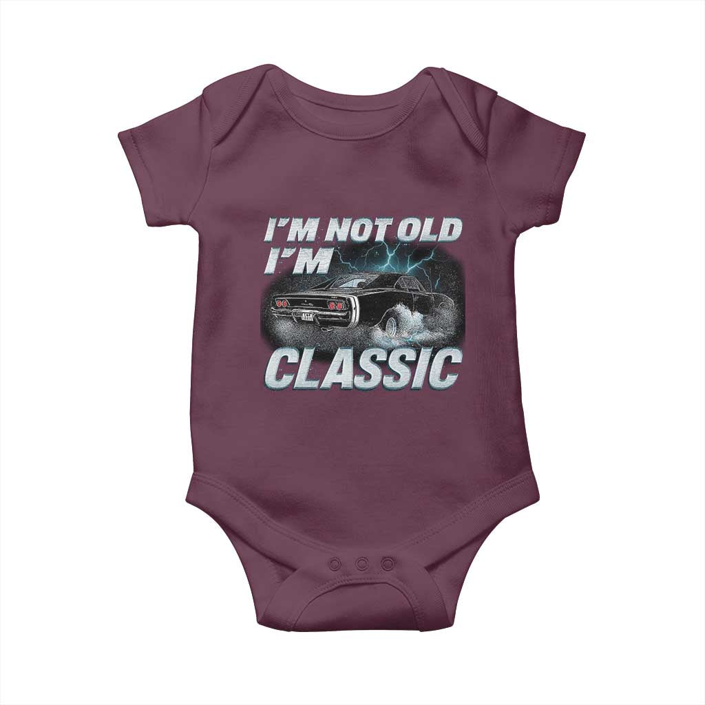 Vintage I'm Not Old I'm Classic Baby Onesie Funny Car Graphic Racing Drift Car