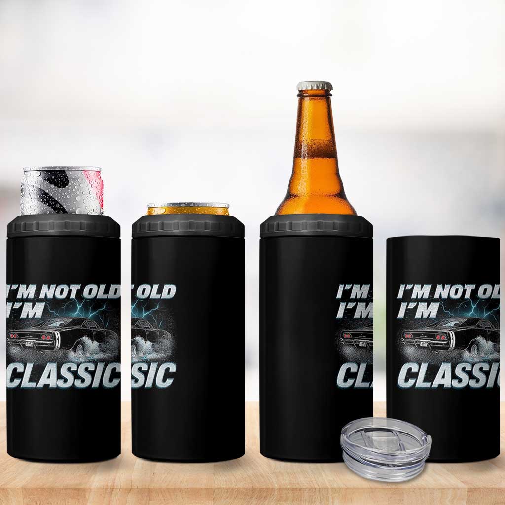 Vintage I'm Not Old I'm Classic 4 in 1 Can Cooler Tumbler Funny Car Graphic Racing Drift Car
