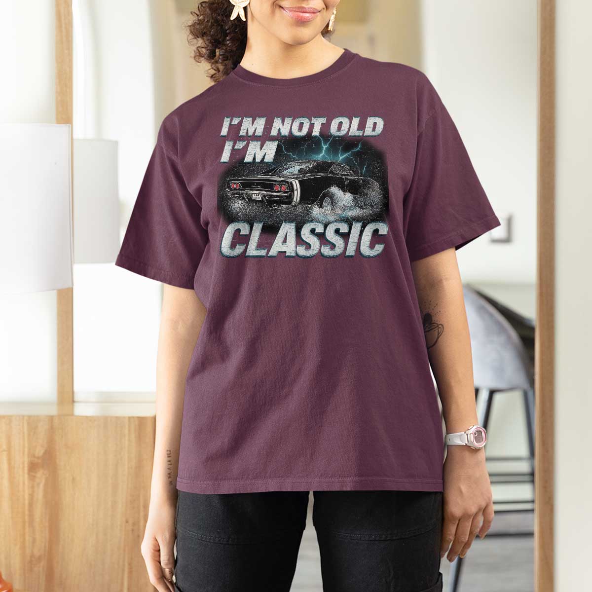 Vintage I'm Not Old I'm Classic T Shirt For Women Funny Car Graphic Racing Drift Car