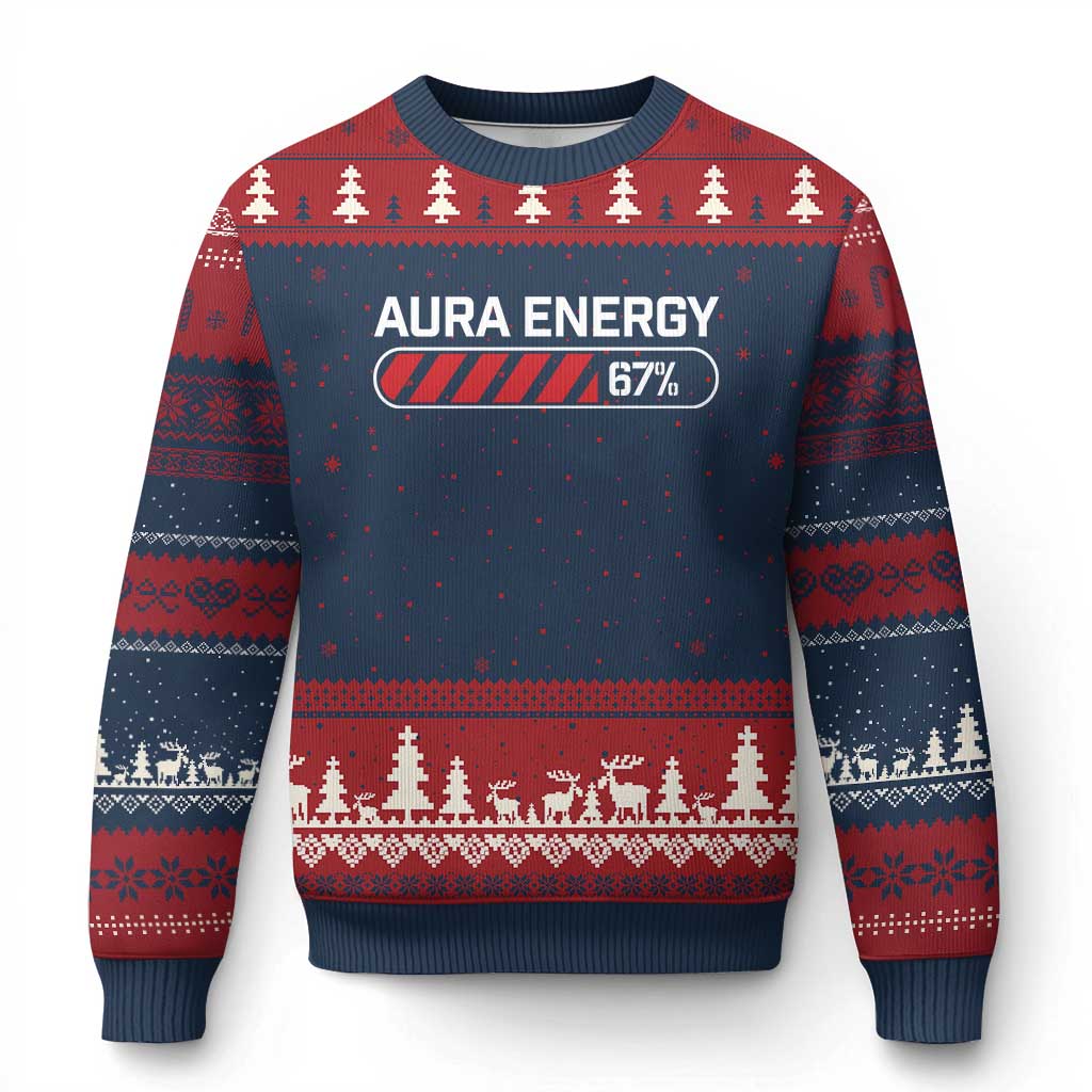 Funny Six Seven Ugly Christmas Sweater Aura Energy at 67 Meme Gen Alpha Slang - Wonder Print Shop