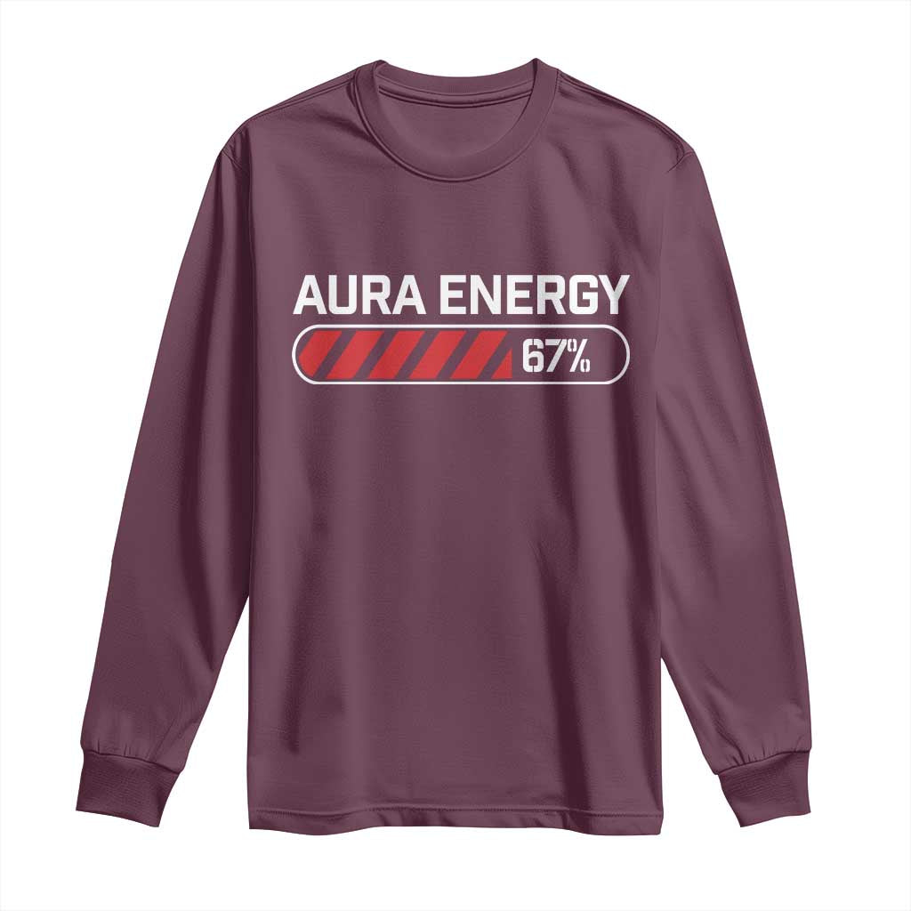 Funny Six Seven Long Sleeve Shirt Aura Energy at 67 Meme Gen Alpha Slang - Wonder Print Shop