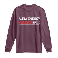 Funny Six Seven Long Sleeve Shirt Aura Energy at 67 Meme Gen Alpha Slang - Wonder Print Shop