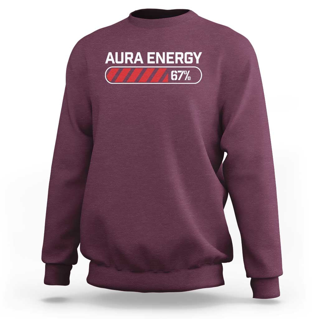 Funny Six Seven Sweatshirt Aura Energy at 67 Meme Gen Alpha Slang - Wonder Print Shop