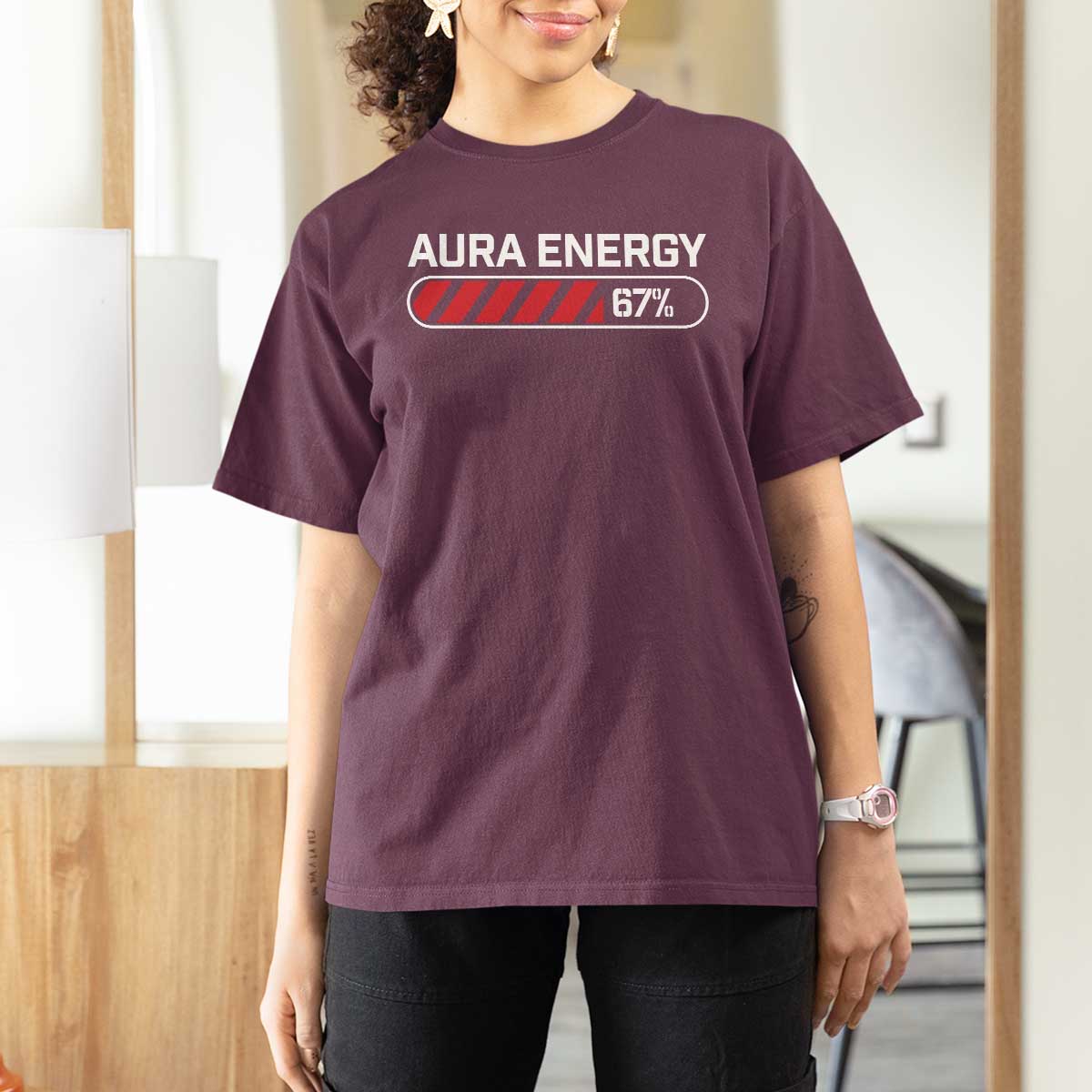 Funny Six Seven T Shirt For Women Aura Energy at 67 Meme Gen Alpha Slang - Wonder Print Shop