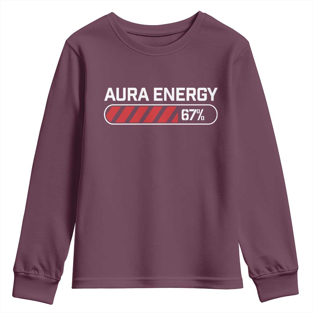 Funny Six Seven Youth Sweatshirt Aura Energy at 67 Meme Gen Alpha Slang - Wonder Print Shop