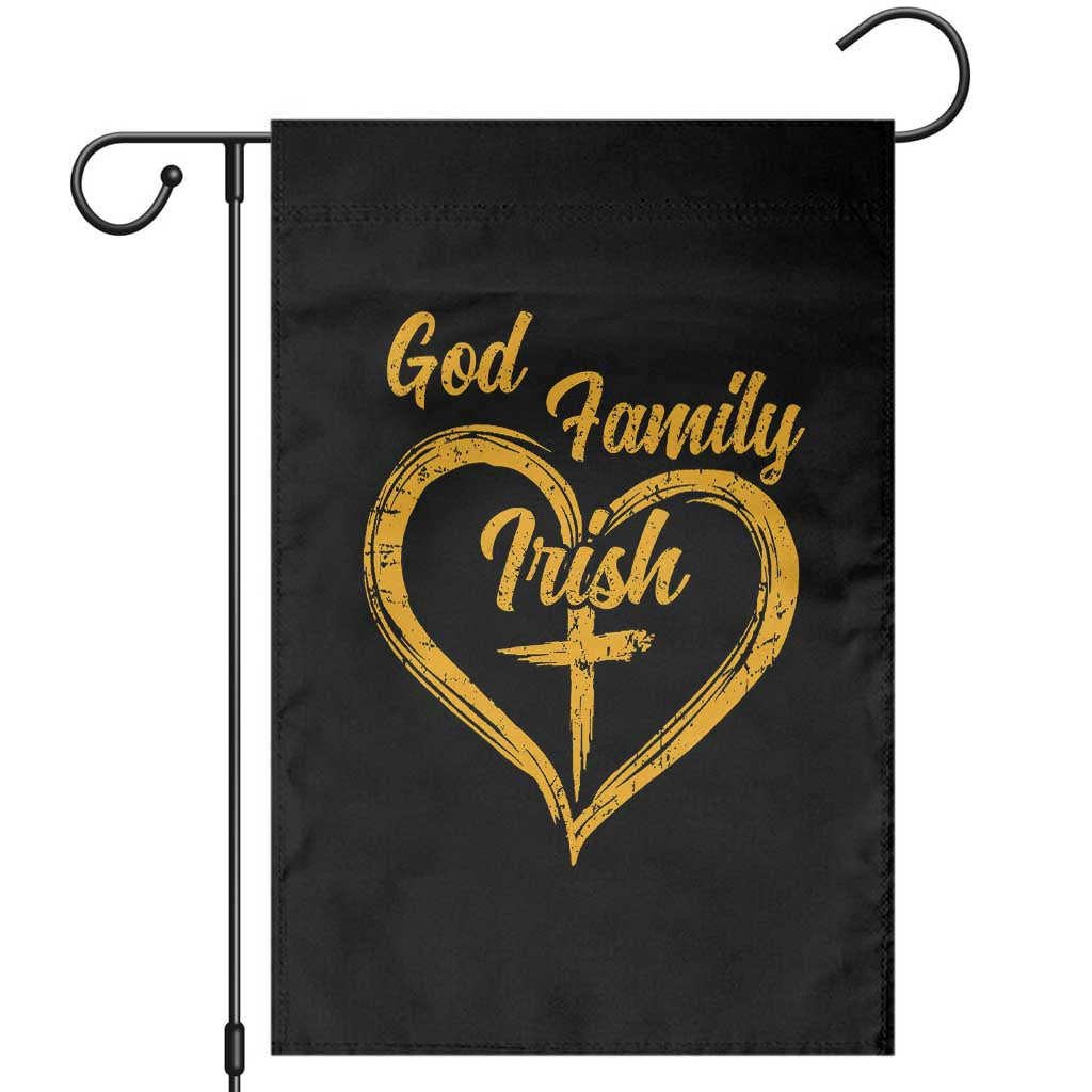 God Family Irish Garden Flag Vintage Cross In Heart Christian Notre Dame Game Day - Wonder Print Shop