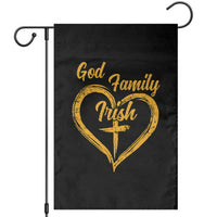God Family Irish Garden Flag Vintage Cross In Heart Christian Notre Dame Game Day - Wonder Print Shop