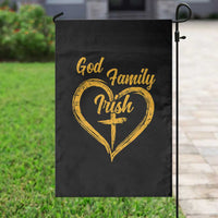 God Family Irish Garden Flag Vintage Cross In Heart Christian Notre Dame Game Day - Wonder Print Shop