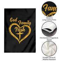 God Family Irish Garden Flag Vintage Cross In Heart Christian Notre Dame Game Day - Wonder Print Shop