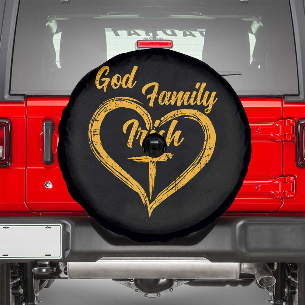 God Family Irish Spare Tire Cover Vintage Cross In Heart Christian Notre Dame Game Day - Wonder Print Shop