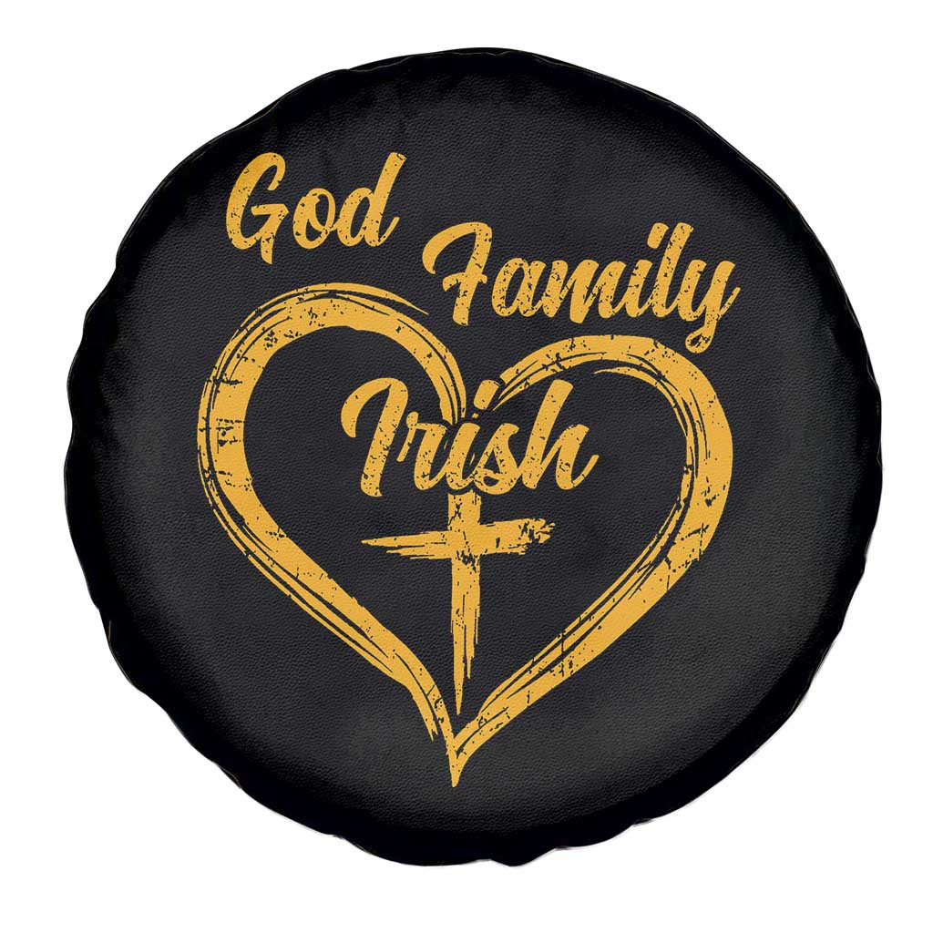 God Family Irish Spare Tire Cover Vintage Cross In Heart Christian Notre Dame Game Day - Wonder Print Shop