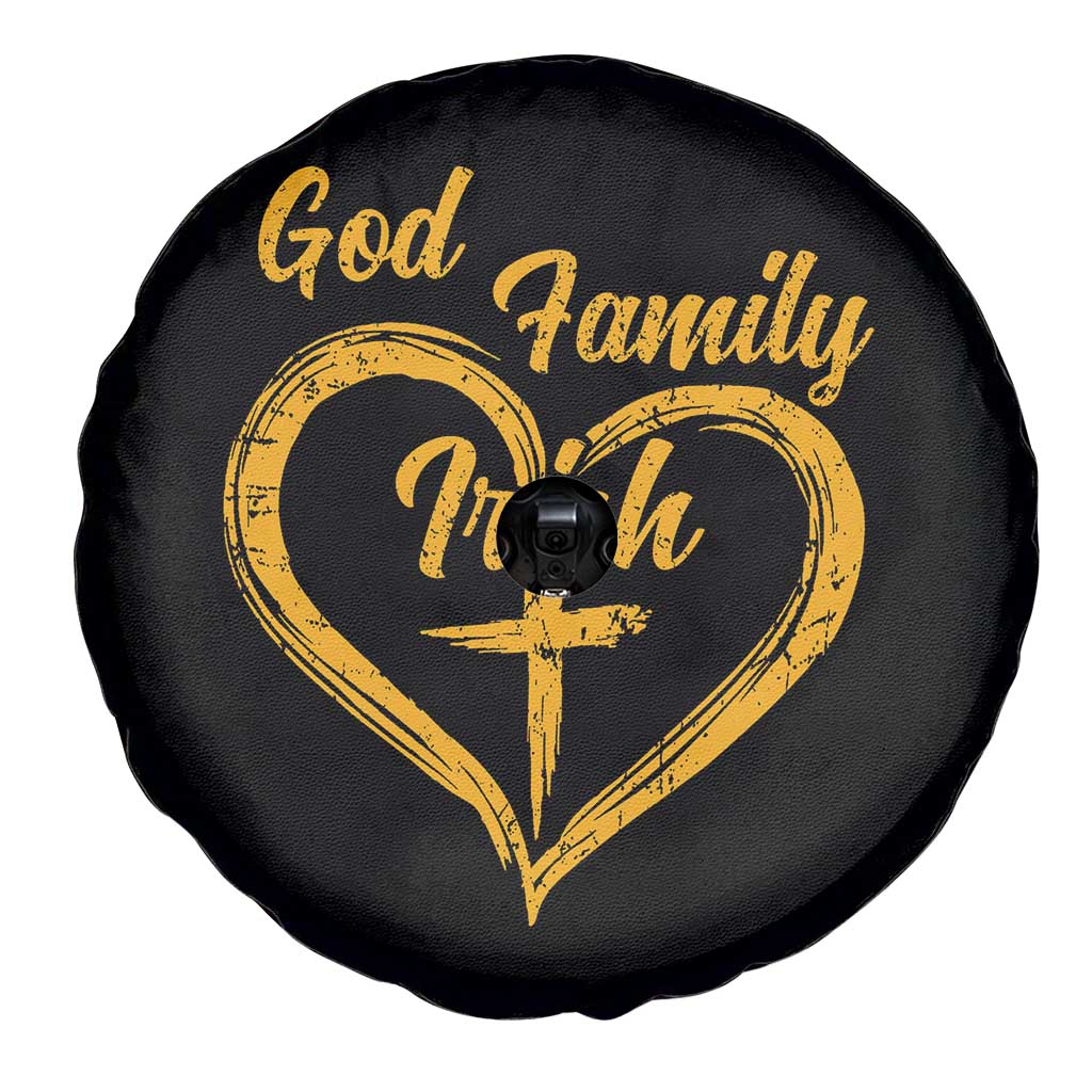 God Family Irish Spare Tire Cover Vintage Cross In Heart Christian Notre Dame Game Day - Wonder Print Shop