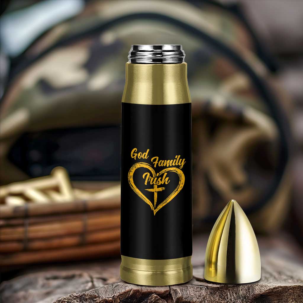 God Family Irish Bullet Tumbler Vintage Cross In Heart Christian Notre Dame Game Day - Wonder Print Shop