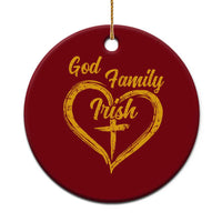 God Family Irish Ceramic Ornament Vintage Cross In Heart Christian Notre Dame Game Day - Wonder Print Shop