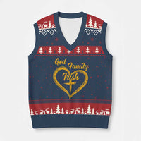 God Family Irish V-Neck Knit Sweater Vest Vintage Cross In Heart Christian Notre Dame Game Day - Wonder Print Shop