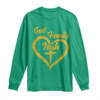 God Family Irish Long Sleeve Shirt Vintage Cross In Heart Christian Notre Dame Game Day - Wonder Print Shop