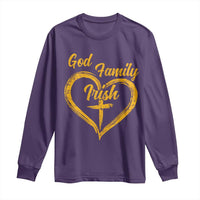 God Family Irish Long Sleeve Shirt Vintage Cross In Heart Christian Notre Dame Game Day - Wonder Print Shop