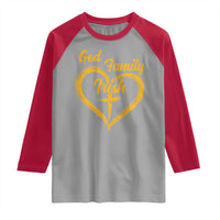 God Family Irish Raglan Shirt Vintage Cross In Heart Christian Notre Dame Game Day - Wonder Print Shop