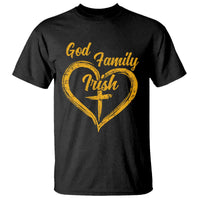 God Family Irish T Shirt Vintage Cross In Heart Christian Notre Dame Game Day - Wonder Print Shop