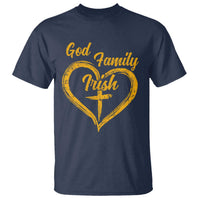 God Family Irish T Shirt Vintage Cross In Heart Christian Notre Dame Game Day - Wonder Print Shop