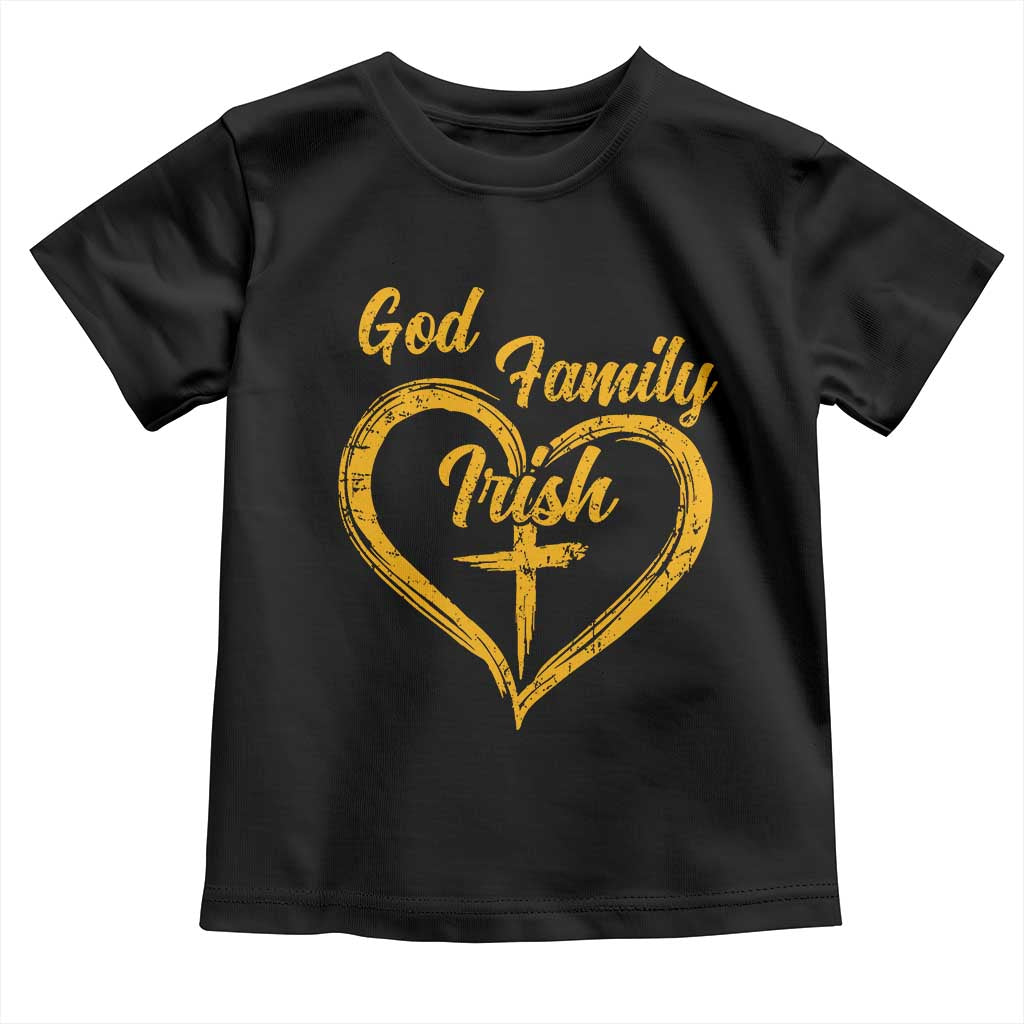 God Family Irish Toddler T Shirt Vintage Cross In Heart Christian Notre Dame Game Day - Wonder Print Shop