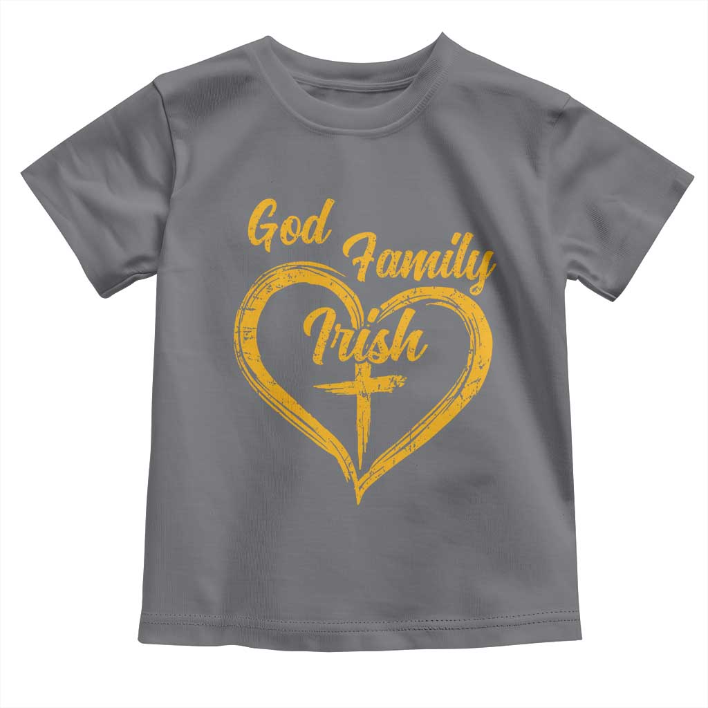 God Family Irish Toddler T Shirt Vintage Cross In Heart Christian Notre Dame Game Day - Wonder Print Shop
