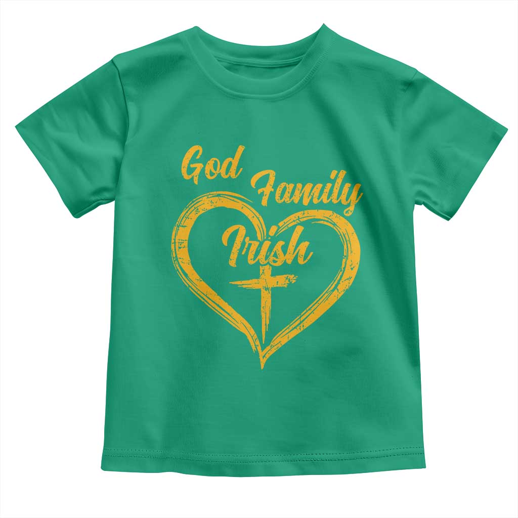 God Family Irish Toddler T Shirt Vintage Cross In Heart Christian Notre Dame Game Day - Wonder Print Shop