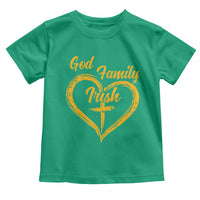 God Family Irish Toddler T Shirt Vintage Cross In Heart Christian Notre Dame Game Day - Wonder Print Shop