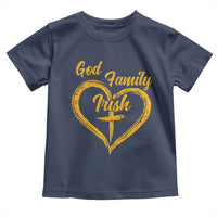 God Family Irish Toddler T Shirt Vintage Cross In Heart Christian Notre Dame Game Day - Wonder Print Shop